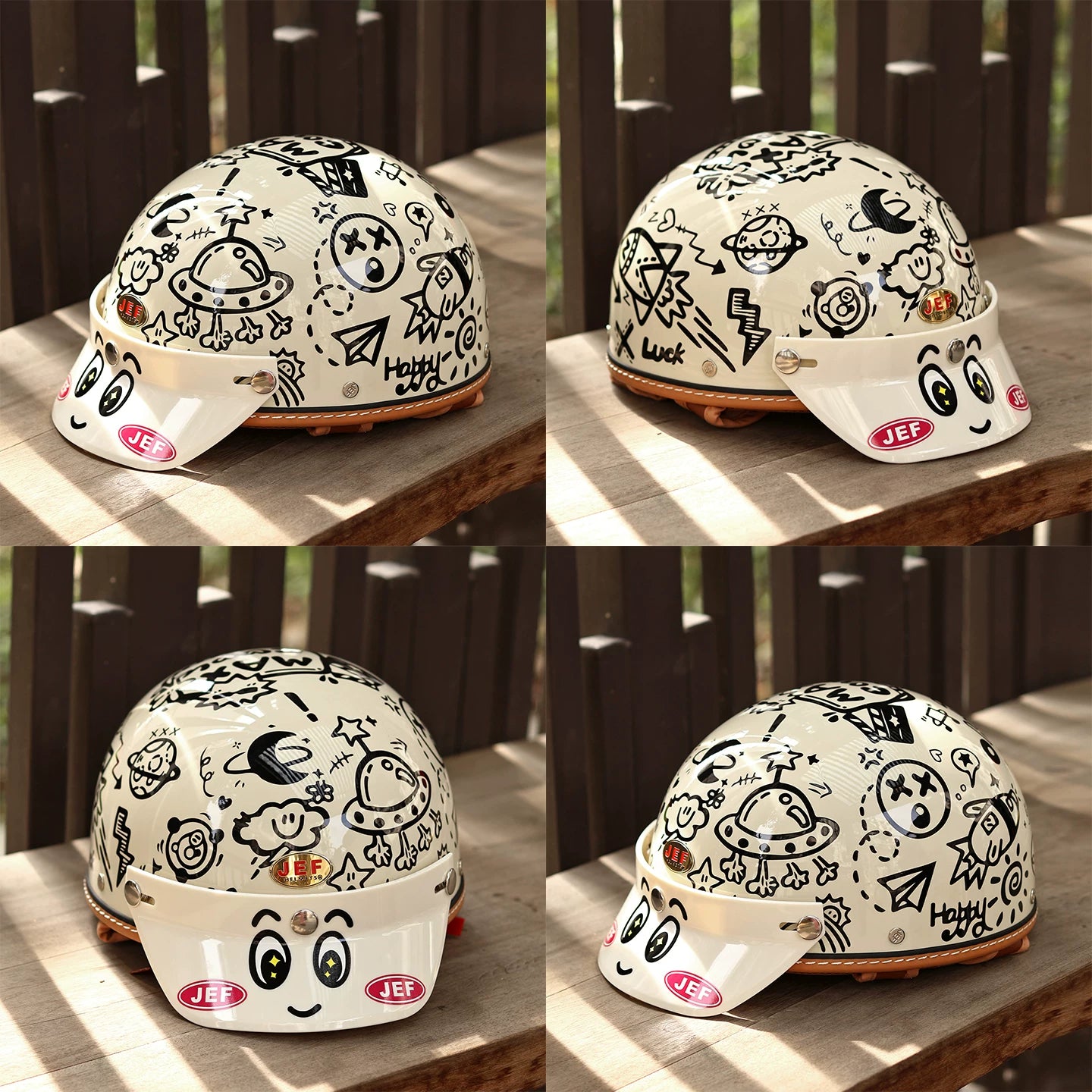 Taiwan JEF motorcycle helmet retro cruise locomotive men and women electric vehicle pedal half helmet summer 3C scoop helmet