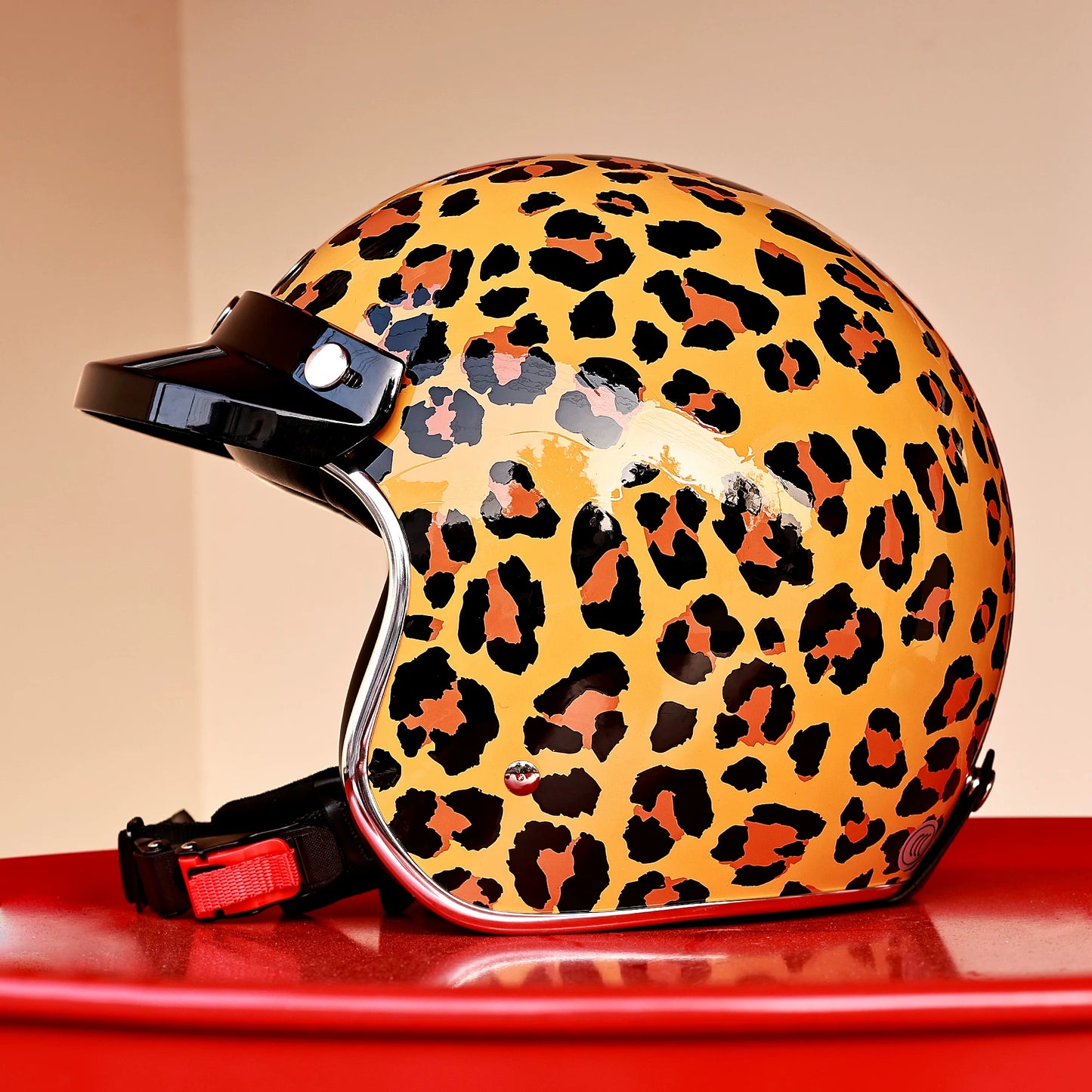 Taiwan JEF retro leopard print helmet women's locomotive 3/4 helmet men's motorcycle personality cool pedal three-quarter helmet