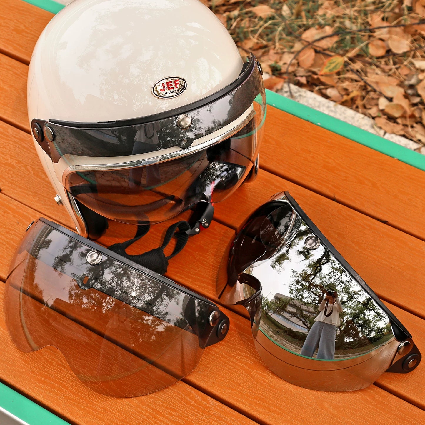 Taiwan JEF helmet, goggles, pilot W mirror, three-button lens, sun protection, UV protection, UV protection, enhanced wear resistance