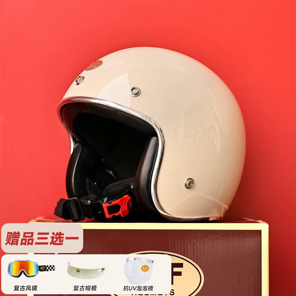 Taiwan JEF retro helmet scooter motorcycle 3/4 half helmet men's and women's four seasons cruise electric car hard hat 3C