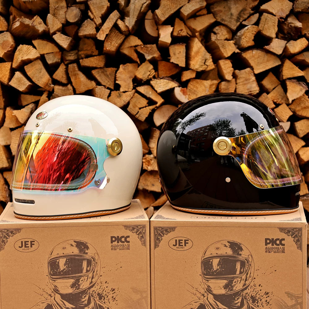 Taiwan JEF motorcycle helmet retro full helmet 3C men's and women's pedal Lego cap-covered locomotive cruising four seasons helmet
